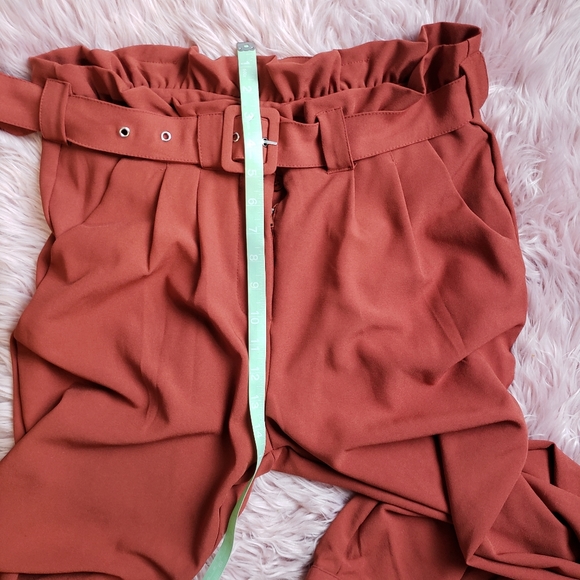 Like an Angel Retro Paper Bag Style Trousers size 12 Burnt Orange - Picture 6 of 8